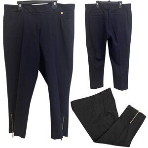 Ivanka Trump Women's Size 12 Dark Navy Blue Cropped Zipper Leg Pants